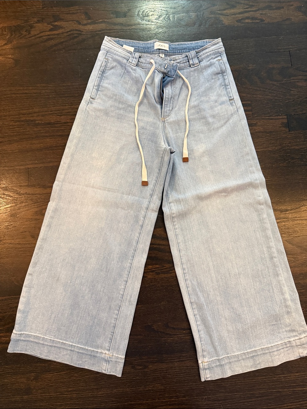 Joe's Jeans Pale Blue Wide-Leg Drawstring Denim Pants